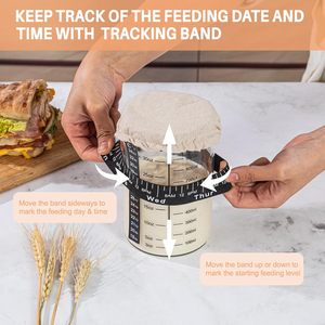 <b>Kitchen</b> Tools Sourdough Starter <b>Jar</b> Kit Bread Baking 24OZ/33OZ Wide Mouth With Scraper Thermometer Date Marked Feeding Band - Product Image 5