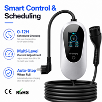 Chargeur mobile domestique pour voiture électrique 3,5 kW 7 kW 16A 32A avec moniteur IC-CPD, démarrage différé, prise murale et sac de transport