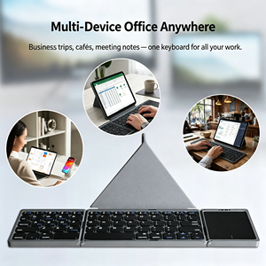 Clavier Bluetooth portable, fin, intelligent, pliable en trois parties, multifonctionnel, sans fil 5.0, modèle exclusif, pliable pour tablette/téléphone/PC - Product Image 4