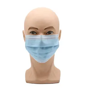 Campione gratuito 50 pezzi fabbricazione maschera facciale blu Sterile a 3 strati con anello per l'orecchio morbido maschera facciale per adulti in tessuto Non tessuto