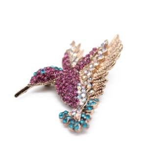 Broches de colibrí con diamantes de imitación, joyería de moda, varios colores, oro antiguo - Product Image 2