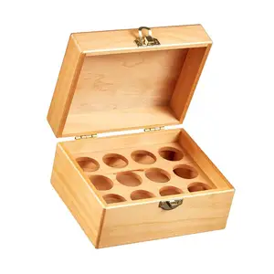 Premium 12-Slot Essential Oil Box Made of Premium Bamboo Material Storage Boxes & Bins