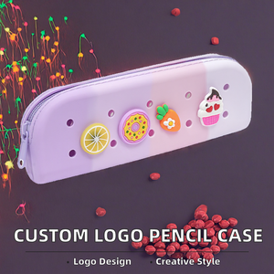 Étui à crayons en silicone à trous de crocodile avec logo personnalisé, sac à stylos mignon à faire soi-même, pochette de rangement multifonction, fournitures scolaires pour enfants - Product Image 2