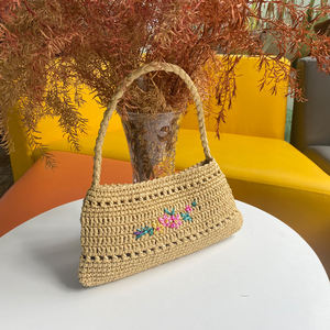 绣花编织草制成的复古手提包，适合海边度假和海滩使用 - Product Image 5