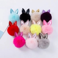 Pendentifs pour téléphone portable en forme de cœur pêche arc-en-ciel, ornements d'oreille, porte-clés pompon, fausse fourrure douce, petites boules de fourrure à paillettes pour voiture