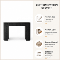Bureau de direction moderne de luxe 61 pouces en bois cannelé noir mat pour villa, hôtel, bureau ou projet