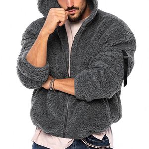 Nouvelle veste bomber décontractée pour homme, élégante, de haute qualité, en polaire double face, chaude, écologique, avec capuche, pour l'hiver et le quotidien - Product Image 4