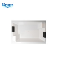 Baignoire carrée profonde autoportante en acrylique à double extrémité pour deux personnes, idéale pour hôtels, villas, spas et projets de salles de bain de luxe