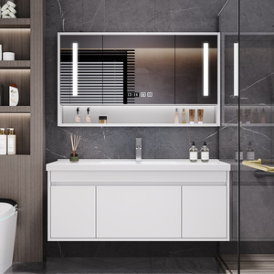 Mueble de baño pintado de lujo, lavabo de cerámica integrado, lavamanos, combinación de mueble y lavabo - Product Image 4