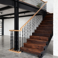 Nouveau Style Bambou Design Noir Broches En Métal Balustrade En Fer Forgé Main Courante Escaliers Garde-corps pour la Villa Appartement