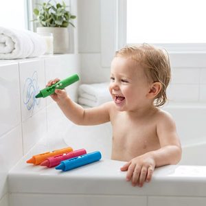 Crayons de bain rétractables 6 couleurs, lavables et non toxiques, marqueurs hydrosolubles, papeterie sécurisée pour enfants pour carrelage de <span class=keywords><strong>baignoire</strong></span> et verre - Product Image 6