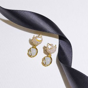 Nouvelles boucles d'oreilles en pierre œil de chat Little Swan avec pendentif de haute qualité et boucles d'oreilles en diamant tendance - Product Image 5