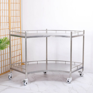 Chariot médical en acier inoxydable Yue Shunxing en forme d'éventail, chariot de rangement mobile à 2 niveaux pour instruments chirurgicaux et - Product Image 2