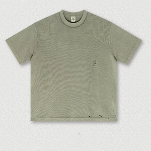 T-shirt Homme Style Rétro Été 2025, Col Découpé, Manches Courtes, Effet Délavé et Usé, avec Motif Voiture Inversé - Product Image 2