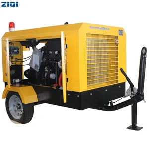 High Performance 185cfm Eco- Friendly Diesel Screw Air Compressor With Wheels Air Cooling Machine For Industrial