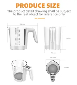 Pantalla LCD Cocina Usado Gram Cup Scale 5 kg Electronic Digital Measuring Cups Scale Digital Beaker Food Scale