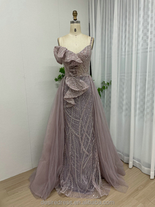 MB40183 elegante spalline Spaghetti con scollo a V <span class=keywords><strong>abito</strong></span> da sera per taglie forti da donna con perline in pizzo per matrimonio ospite della <span class=keywords><strong>sposa</strong></span> - Product Image 4
