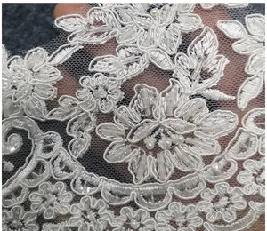 DELACE exquisite bestickte Spitzen bretter mit Nagelperlen-Hochzeits kleid zubehör
