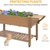Jardinière surélevée mobile en bois personnalisée avec roues et étagère de rangement