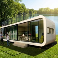 Maisonnette en bois préfabriquée modulaire Apple Cabin House 5,8m*2,2m*2,5m, design moderne pour usage en station balnéaire