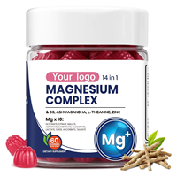 Complément alimentaire pour adultes en gommes au magnésium OEM avec vitamine D3, ashwagandha, L-théanine et zinc pour le soulagement du stress
