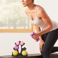 Petit ensemble d'haltères hexagonaux en néoprène de couleur rose avec logo personnalisé équipement de fitness populaire de longue durée pour la salle de sport à domicile