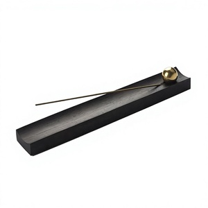 Plateau en bois avec boule décorative en laiton de luxe, porte-encens, présentoir de table, brûleur d'encens portable pour une bonne odeur - Product Image 1