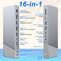 Hub 10Gbps 5K 60HZ Type C Double moniteurs 4K 60HZ Universel 16 ports RJ45 USB-C Docking Multi Port