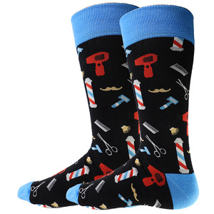 Chaussettes confortables et originales pour hommes, motif mode, barbier, billard, vélo, western, cow-boy, anti-humidité, à motif fantaisie - Product Image 2