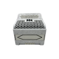 SEASOUND Accordéon professionnel OEM diatonique 34 boutons 12 basses 3 registres, corps en celluloid blanc et bois, boutons, portable JB3412B
