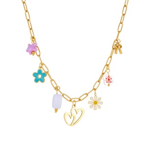 Gold Plated Daisy Flower Double Heart Pendant Necklace For Women Daily Wear Gift Charm Jewelry N4256 - Product Image 5