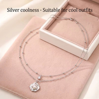 Collier superposé XYXL0128 avec perles de rose et zircone cubique, chaîne à perles en acier inoxydable plaqué or et argent pour femme, cadeau de fête