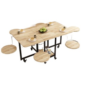 Oak Folding <b>Dining</b> <b>Table</b> Rectangular Extendable Movable Small Space Multifunctional <b>Dining</b> <b>Set</b> - Product Image 3