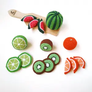 Crochet खेलने खाद्य बच्चा सीखने खिलौना मोंटेसरी खिलौने crochet सब्जियों और फल खिलौने