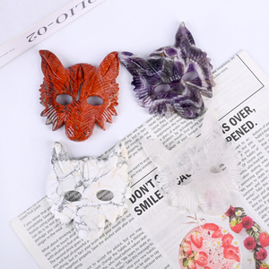 Masque de loup en cristal naturel sculpté, cristal de guérison spirituelle - Product Image 6