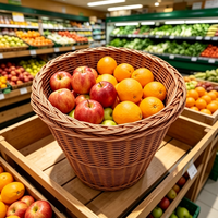 Panier à fruits rond en saule tressé à la main, panier de présentation pour supermarché, panier de rangement pour magasin