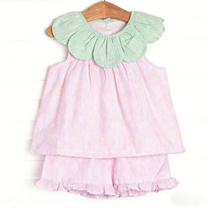 GSSO3360 Conjunto de Ropa para Niña Pequeña con Estampado de Lazos Rosas, Venta al por Mayor, Manga Corta - Product Image 5