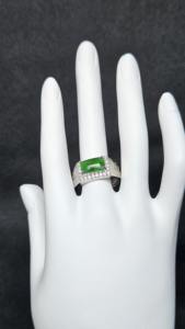 Bague rectangulaire en jade de glace translucide, ajustable, argent 925, design géométrique moderne, minimaliste, bijoux à porter au quotidien - Product Image 3