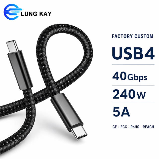 LUNG KAY USB4 Cable 40Gbps 240W PD3.1 EPR Fast Charging 8K 60Hz Video Thunderbolt 4 Compatible E-Marker Nylon Braided