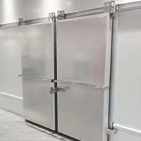 Portes coulissantes en acier inoxydable pour entrepôts frigorifiques, chambres froides isolées et portes coulissantes doubles pour la logistique de la chaîne du froid