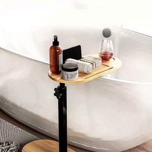Estante de Almacenamiento para Baño de Bambú de 60x70cm, Bandeja Independiente para Bañera con Soporte para Teléfono - Product Image 2