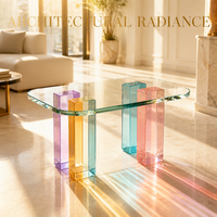 Table basse en verre K9 écologique, rectangulaire, multicolore, style minimaliste moderne, pour mariage, salon, maison, bureau