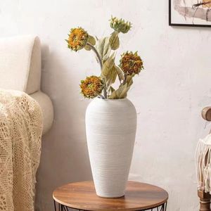 Wholesale Modern Rustic Standing White <strong>Unique</strong> Floor <strong>Vase</strong> New Design Round Ceramic &amp; Porcelain <strong>Vases</strong> for Home Decor - Product Image 1