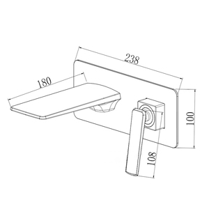 Hiện Đại Duy Nhất Xử Lý Brass Thác Tap 2-Lỗ Tường Gắn Kết Lưu Vực Vòi Nước Cho Phòng Tắm Phong Cách Tường Cố Định Vòi Nước Xử Lý Duy Nhất - Product Image 5