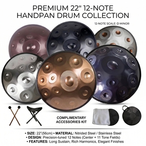 Tambor Handpan de Acero Inoxidable de 22 Pulgadas, 12 Notas, Escala D Kurd, para Sanación Sonora y Meditación, Fabricante OEM ODM Profesional - Product Image 1