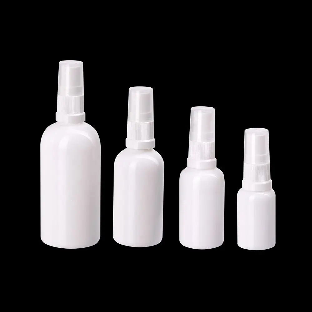 Botellas Vacías de vidrio opal, botellas de plástico blanco con bomba de pulverización de niebla fina, de 10ml, 15ml, 30ml, 50ml, 100 ml, 200ml