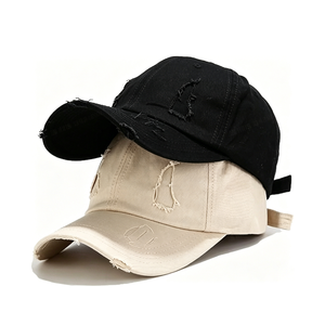 Gorra de Béisbol Desgastada de 6 Paneles de Algodón al por Mayor con Logotipo Bordado Personalizado, Gorras de Papá - Product Image 1