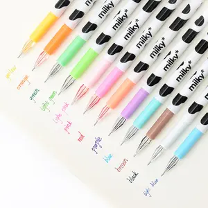 Caneta de gel escolar, caneta de cristal colorida de tinta gel leite, presentes escolares, 12 cores de escrita, recarga de tinta 0.35mm
