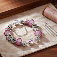 Nouvelle arrivée Designer perles faisant ruban rose Brest sensibilisation au cancer inspiré Accent dame bijoux attirail Bracelet