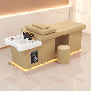 Conjunto <span class=keywords><strong>de</strong></span> <span class=keywords><strong>Lavacabezas</strong></span> y Silla Tipo Semi-Reclinable para Salón <span class=keywords><strong>de</strong></span> Belleza, Baño y Uso en Hoteles, Diseño Contemporáneo Impermeable y Ecológico - Product Image 3